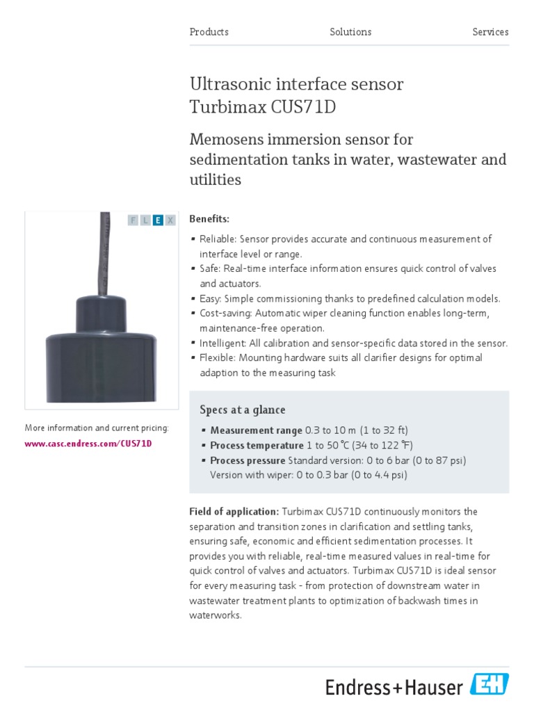 04 - Датчик мутности Endress-Hauser - Turbimax - CUS71D - EN | PDF ...
