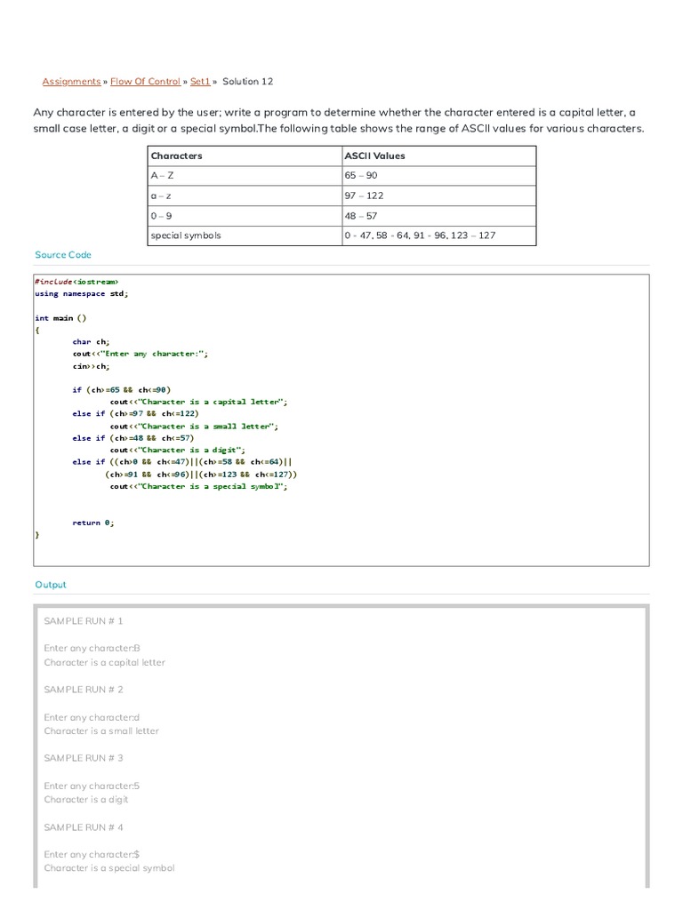 Determine Character Is A Capital, Small Case, Digit or Special Symbol