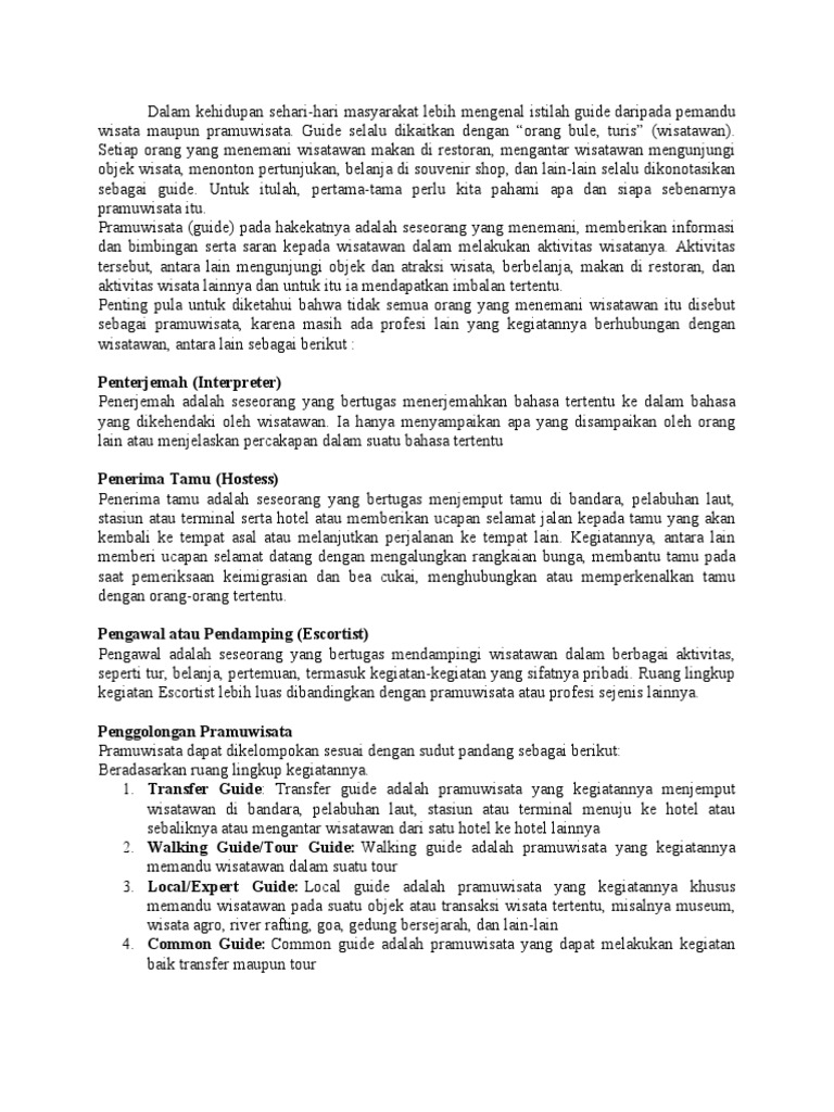 Definisi Pemandu Wisata Pdf