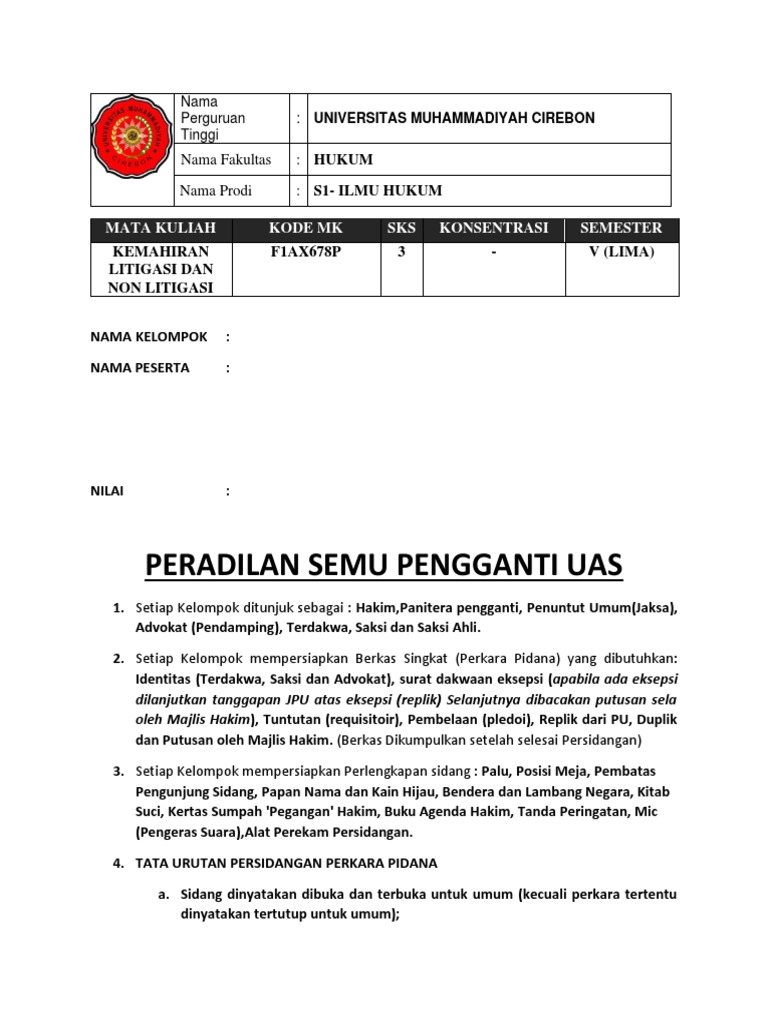 Peradilan Semu untuk UAS Hukum S1 | PDF