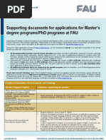 FAU Supporting Documents For Applications For Masters Degree Programmes