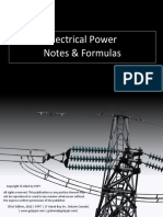 Electrical Power Notes and Formulas