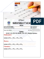 Narayana IIT Academy CTA-1 Practice Test