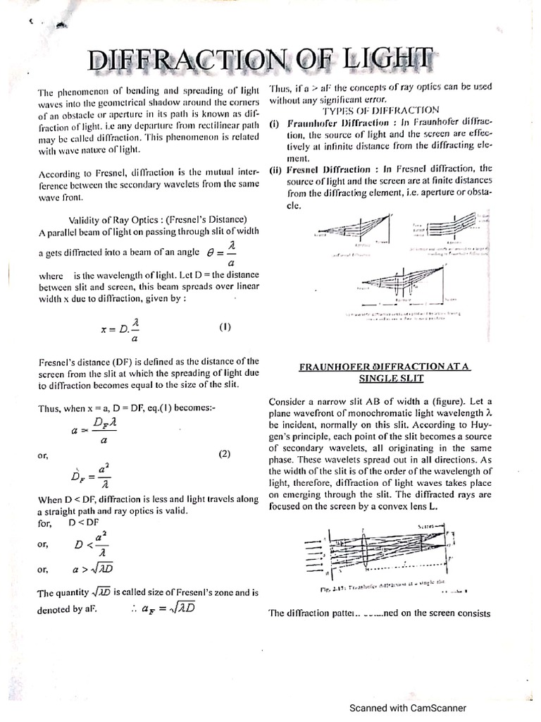 Diffraction Notes Part 1 PDF