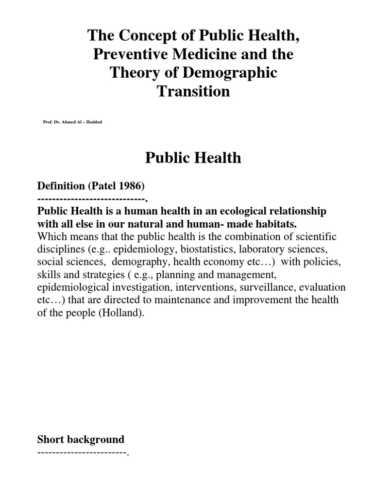 The Concept Of Public Health Pdf Public Health Preventive Healthcare