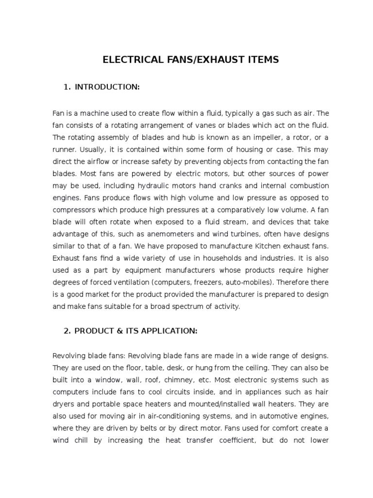 Electric Fans PDF Electric Motor Electricity