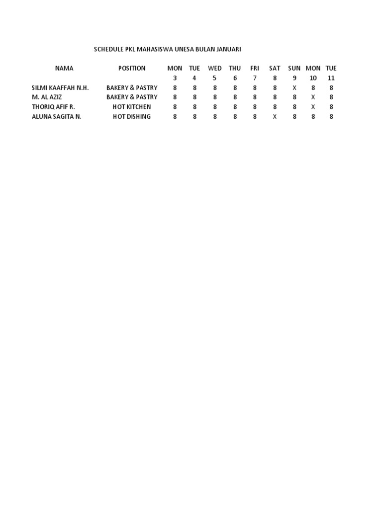 Schedule PKL PDF