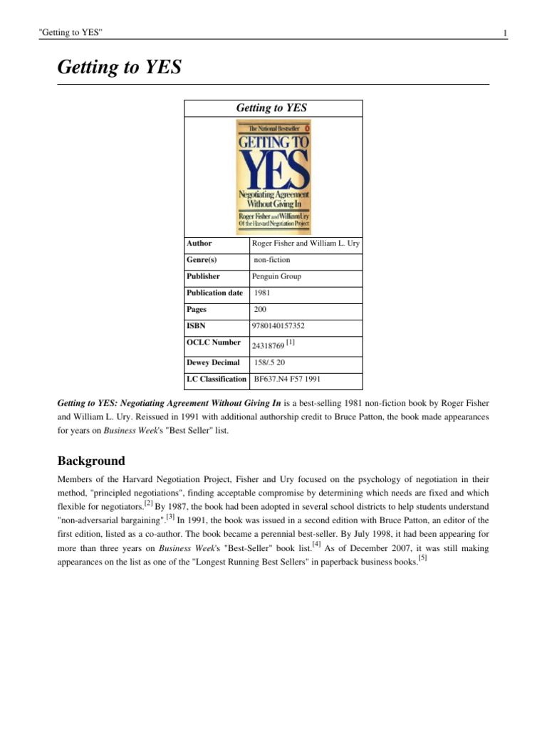 Getting to Yes: Negotiation Principles | PDF | Negotiation | Business