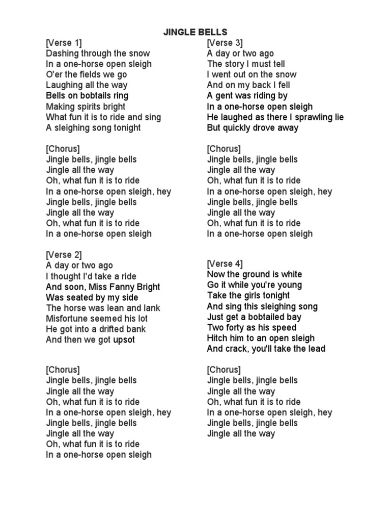 Letra jingle bells - [Verse 1] Jingle bell, jingle bell, jingle bell rock Jingle  bells swing and - Studocu