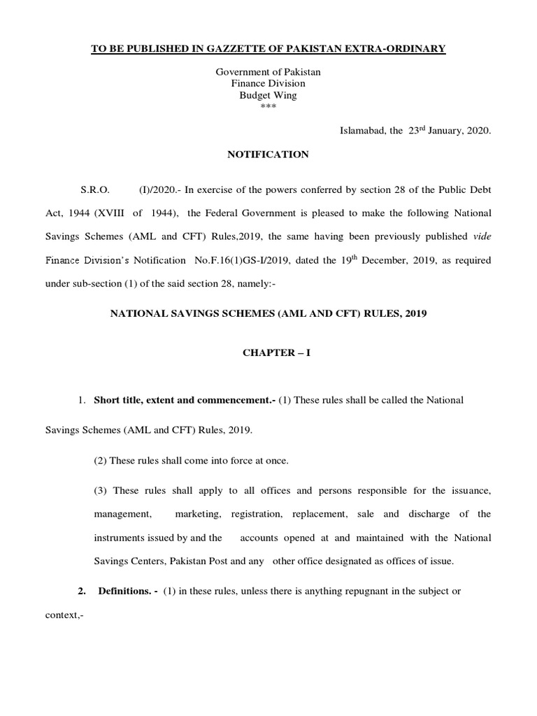 NSS AML CFT Rules 2019 | PDF | Money Laundering | Identity Document
