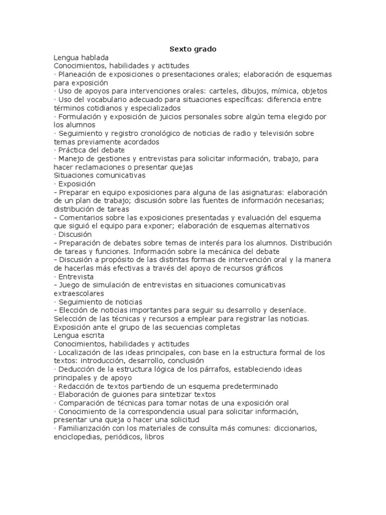 Plan Anual para Sexto Grado de Primaria | PDF | Volumen | México