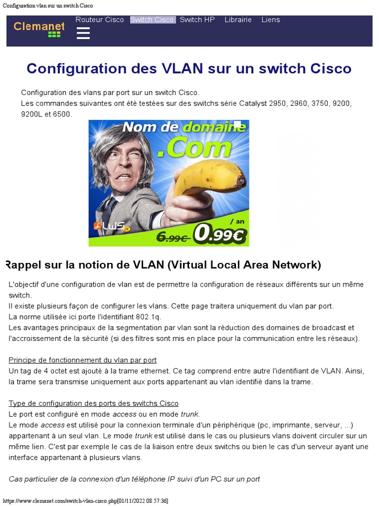 Configuration des VLAN sur Switch Cisco | PDF | Commutateur réseau ...