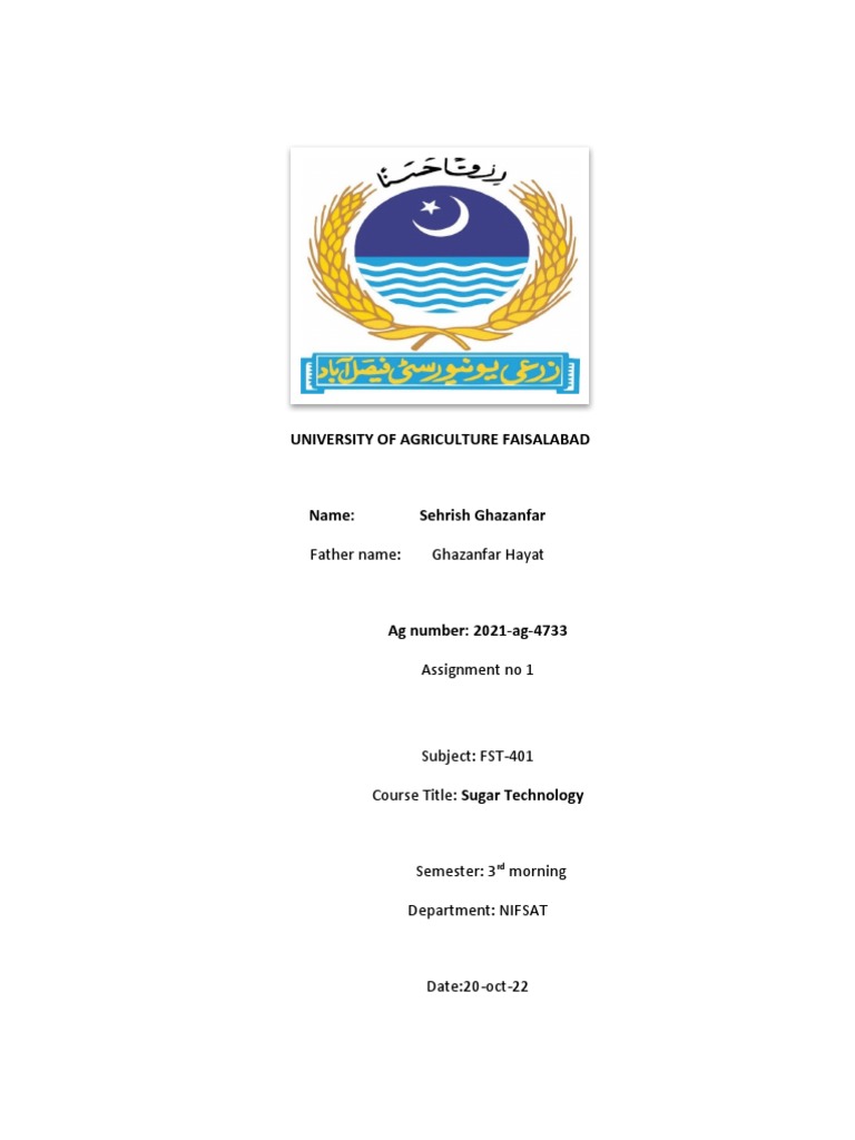 Sehrish 2021Ag4733 Recent Advances in Sugar Technology PDF