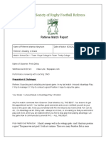 Sri Lanka Society of Rugby Football Referees: Referee Match Report