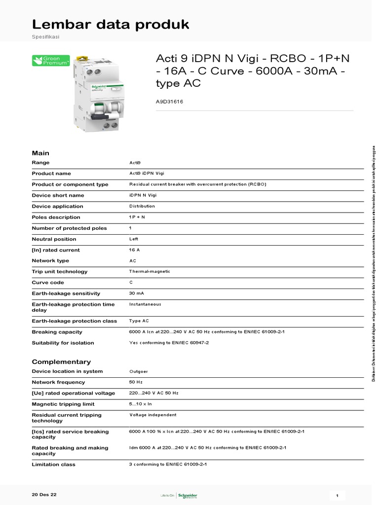Acti 9 iDPN Vigi - A9D31616 | PDF | Alternating Current | Electrical ...
