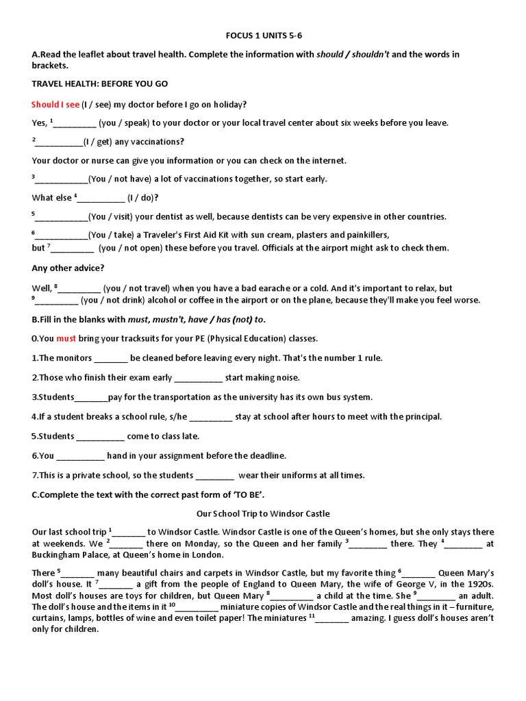 Focus 1 Units 5-6 Answer Key | PDF | Language Arts & Discipline