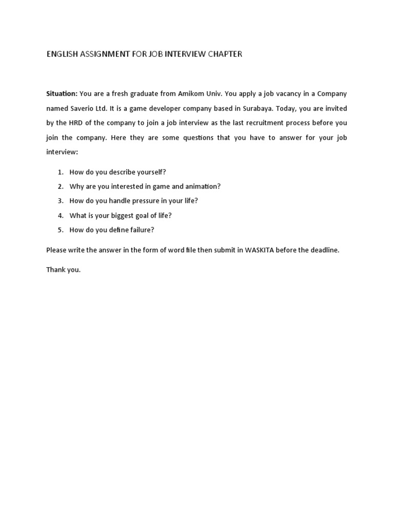 Job Interview Assignment | PDF