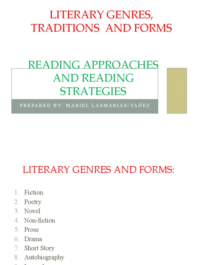 Literary Genres, Traditions , Forms and Reading Approaches PDF