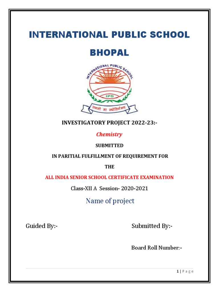 CBSE Class 12 Chemistry Project | PDF | Art
