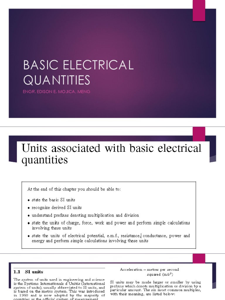 Basic Electrical Quantities PDF