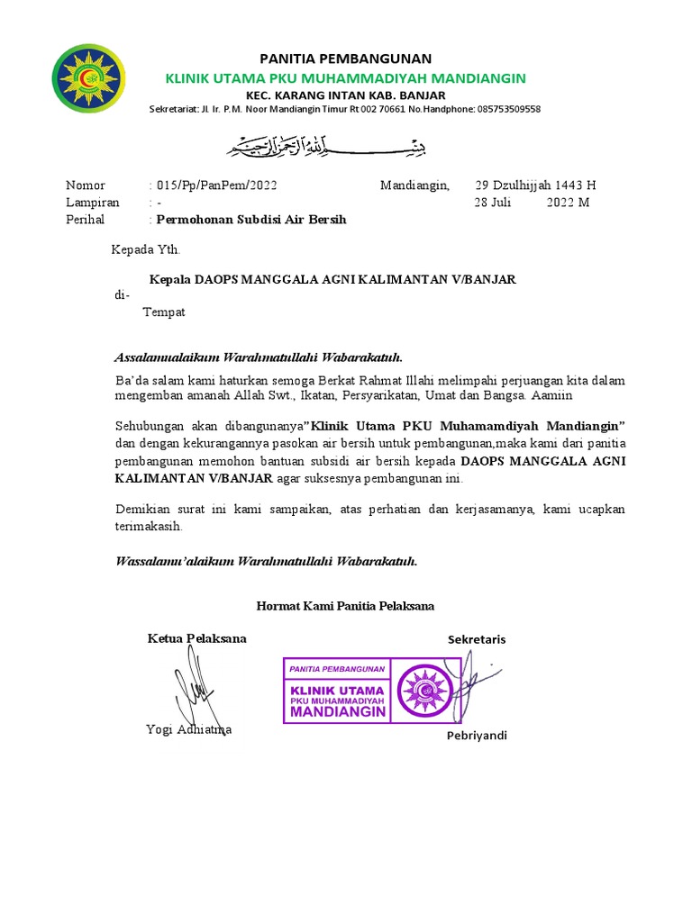 15 Surat Permohonan Subsidi Air Bersih | PDF
