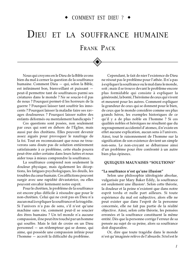 Dieu Et La Souffrance Humaine - Franck Pack | PDF | Dieu | Jésus