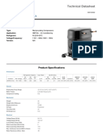 Technical Datasheet for AKA5510EXA Reciprocating Compressor