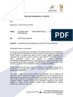 AGR. Circular Externa 01 de 2016 (Sugerencias de Mejora Al Aplicativo SIA OBSERVA)