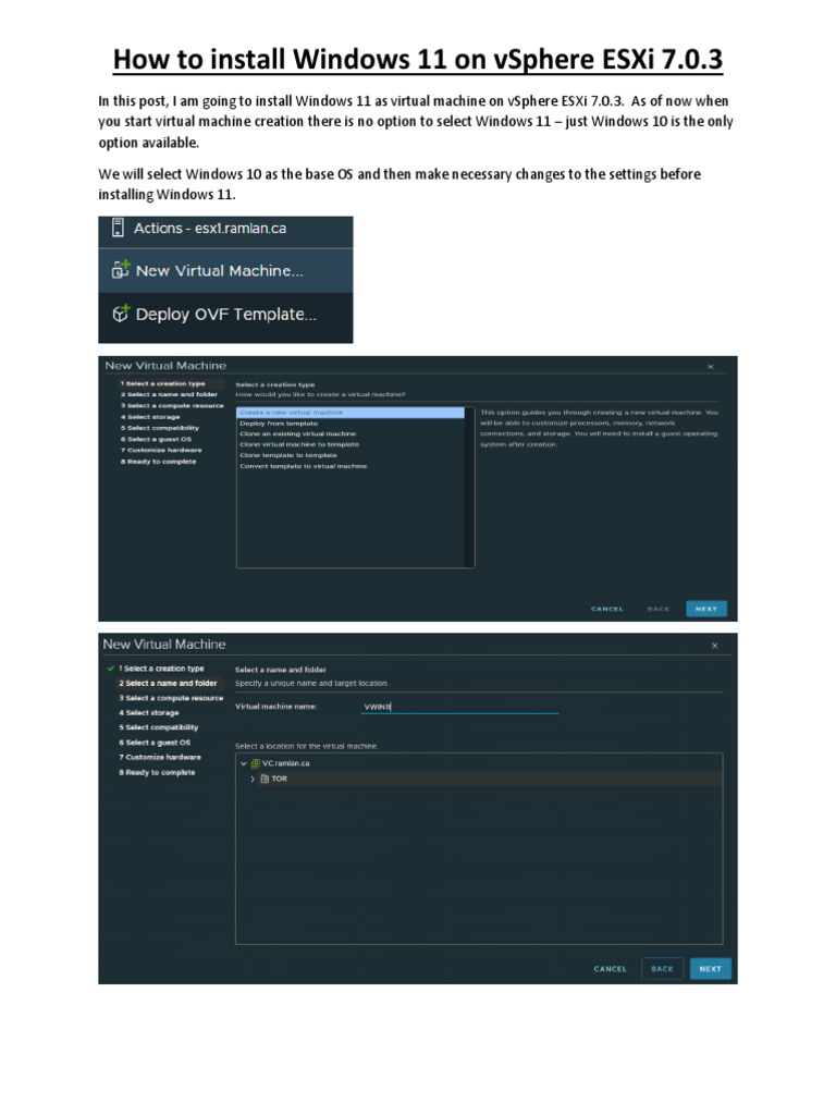 how to install windows 11 on vmware esxi 8