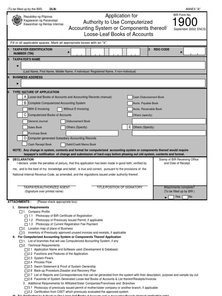 BIR Form 1900 Application Guide | PDF | Debits And Credits | Business