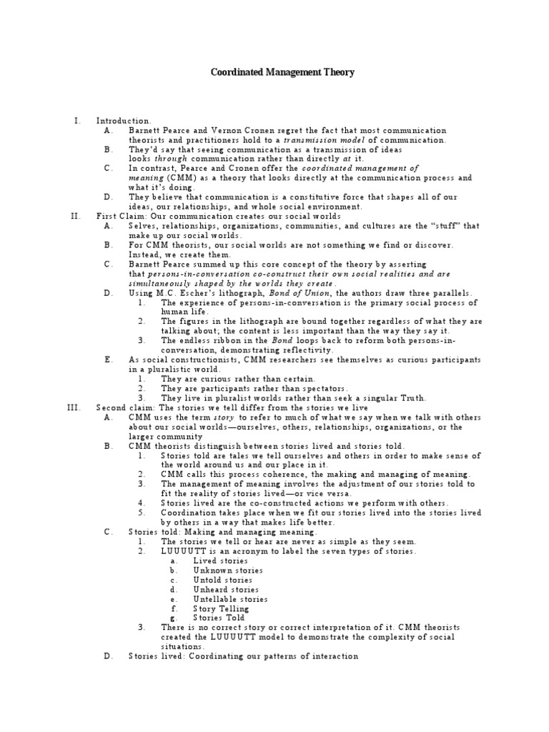 Coordinated Management of Meaning Theory | PDF | Cognition | Cognitive ...