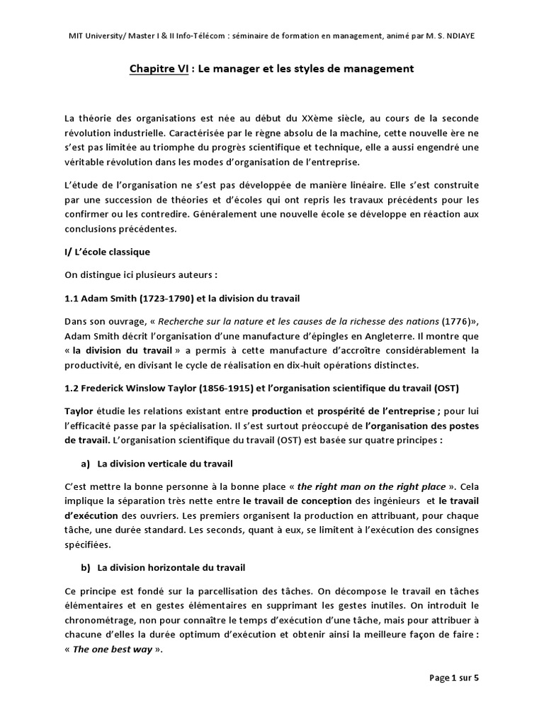 Styles de management et théories clés | PDF | Motivation | Motivant
