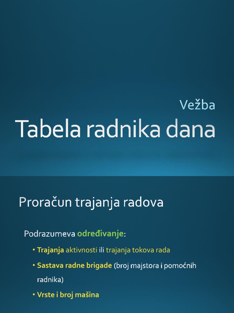 Tabela Radnika Dana 2020 | PDF