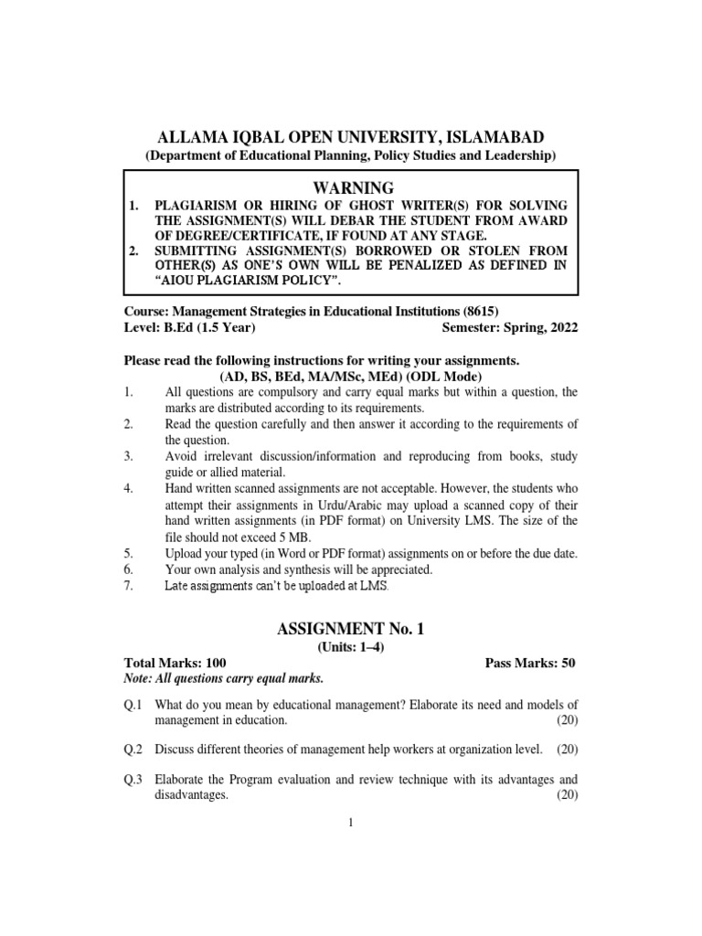 Allama iqbal open university islamabad pdf program evaluation