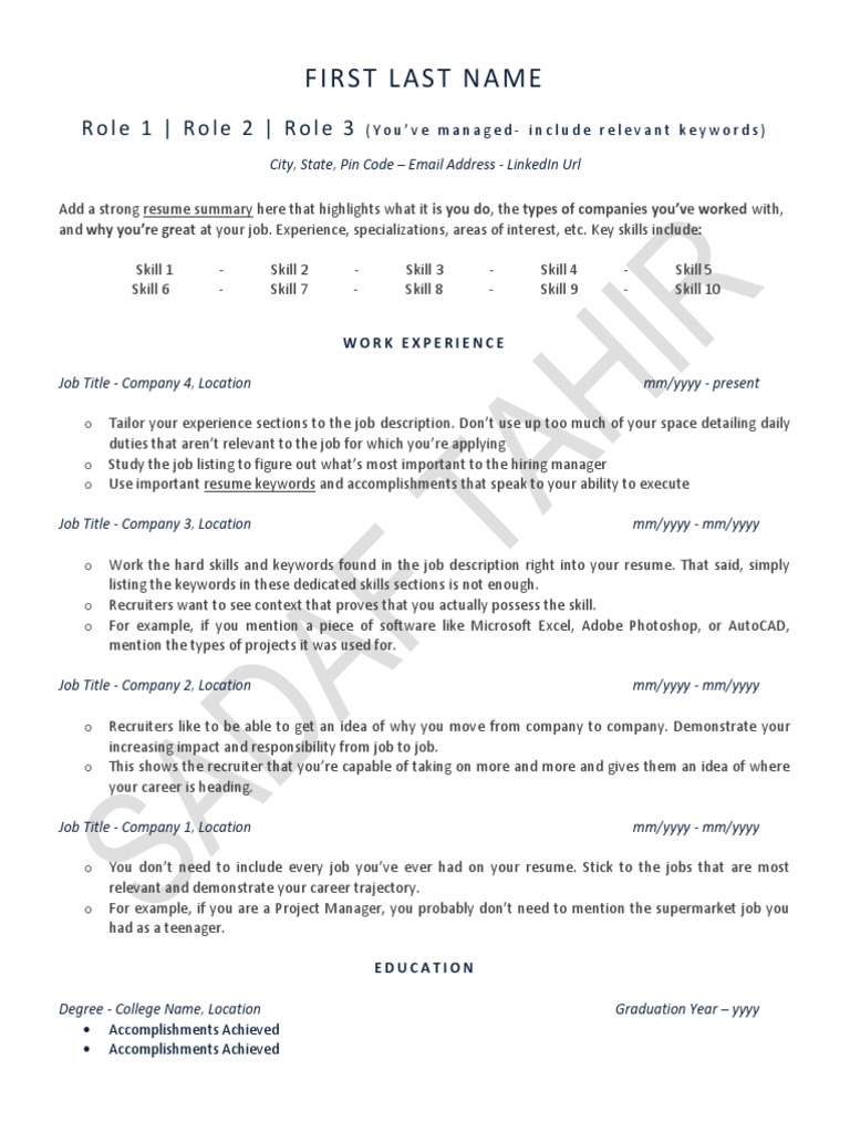 Sadaf Tahir ATS Proof Resume Template - 1705000258