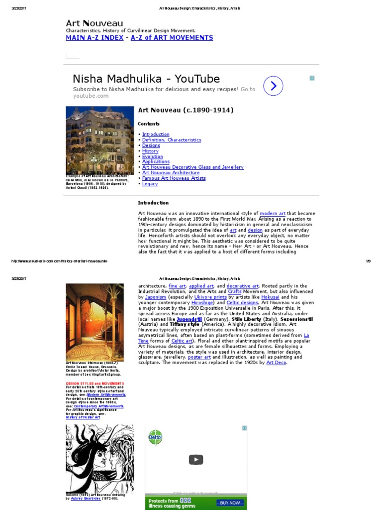 Art Nouveau Design - Characteristics, History, Artists | PDF | Art ...