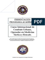 Presentacion y Programa Academico Curso Internacional de Combate Urbano Operador en Medicina Tactica y Rescate. Fiep Gmpo