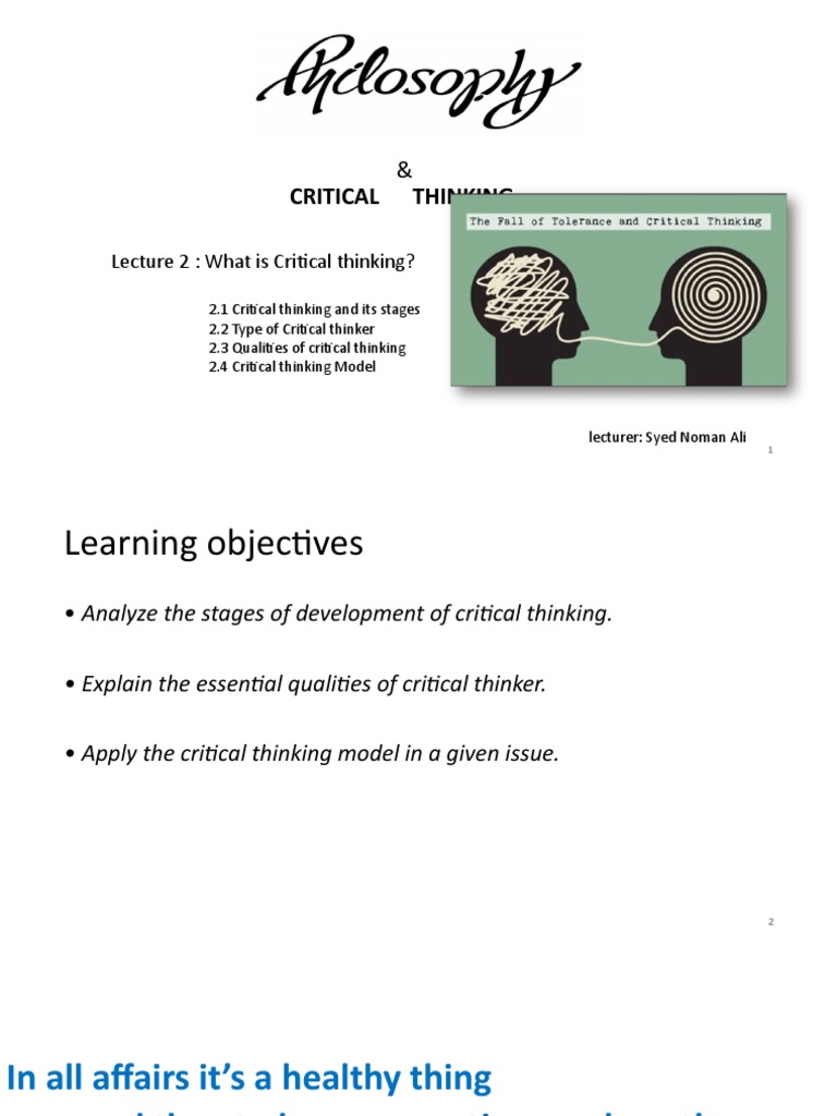 2 Critical Thinking | PDF | Critical Thinking | Thought