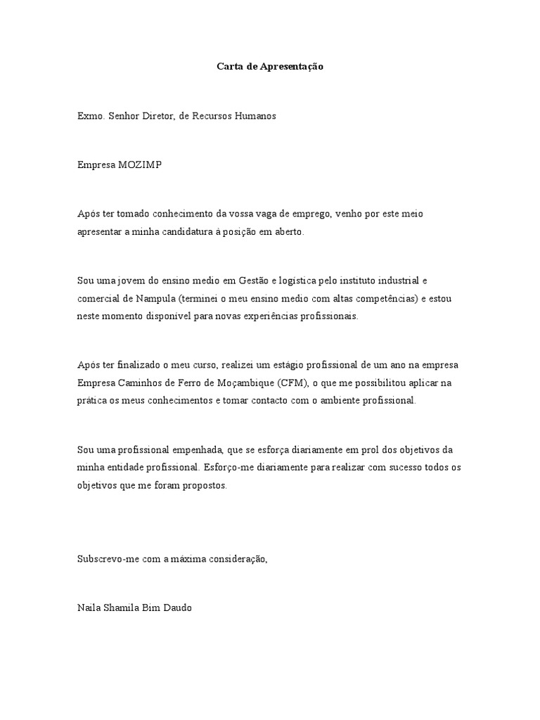 Carta de motivacao pdf