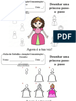 Desenhar princesa passo-a-passo ficha concentração