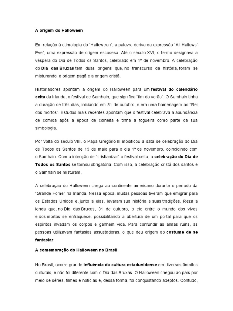 A Origem Do Halloween | PDF | Dia das Bruxas
