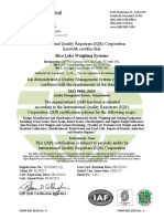 Rice Lake Weighing Systems ISO 9001:2015 Certification