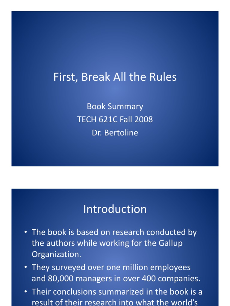 First Break All The Rules | PDF | Employee Retention | Psychology