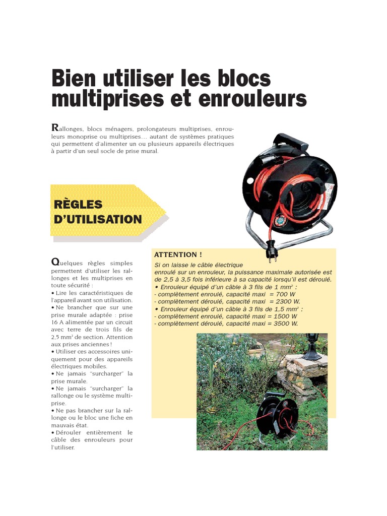 Sécurité et Choix des Multiprises et Enrouleurs | PDF ...