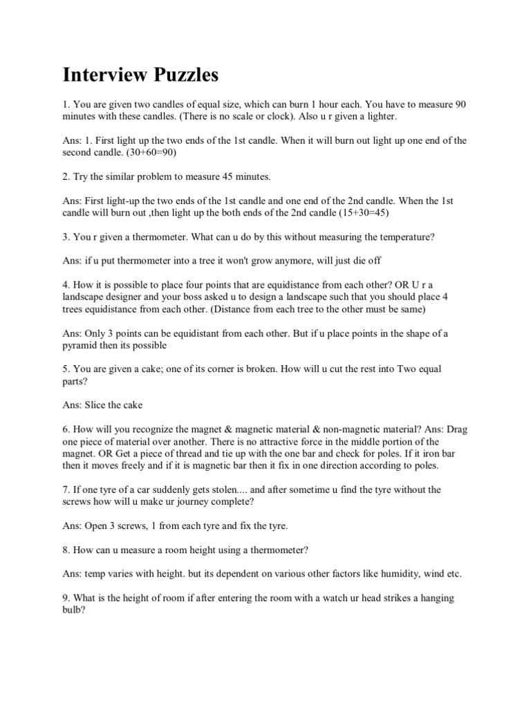 What Are The Best Interview Puzzles? – FLUM