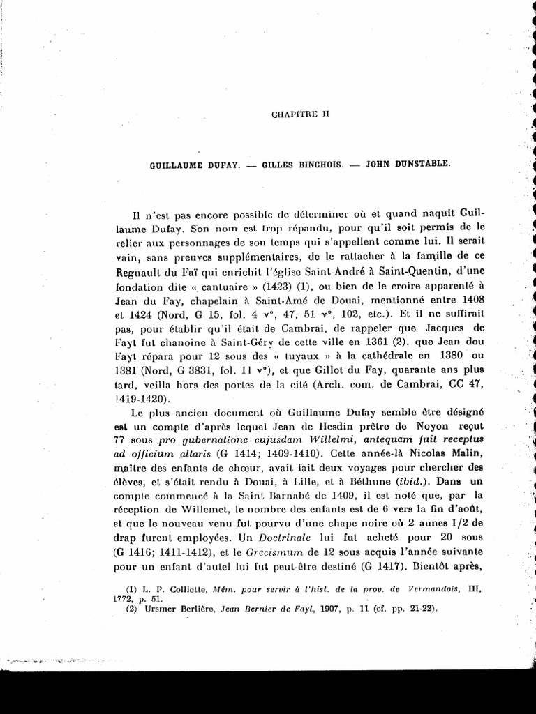 Pirro Histoire de La Musique Guillaume Dufay, Gilles Binchois, John