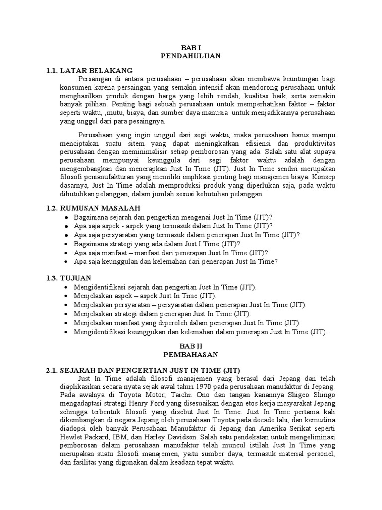 Penerapan Just In Time dalam Manufaktur | PDF
