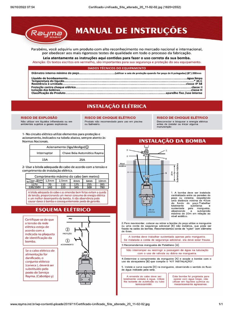 Manual Bomba Submersa - Rayma | PDF