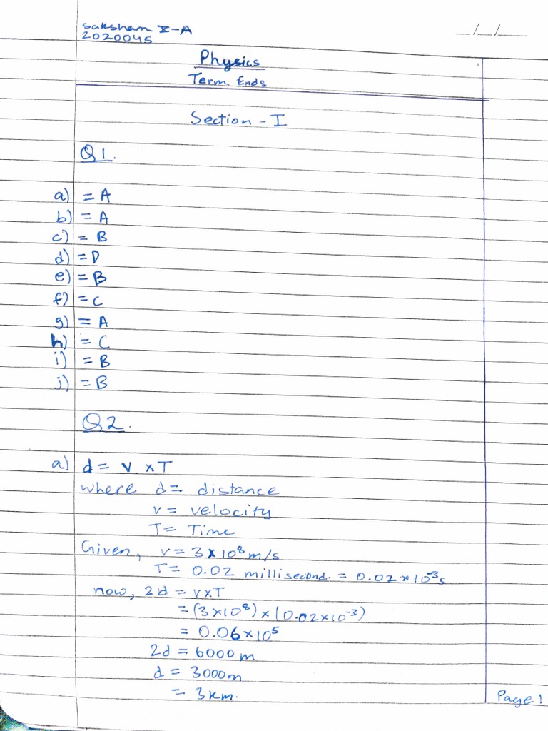 Physics End of Terms 2023 Exam | PDF