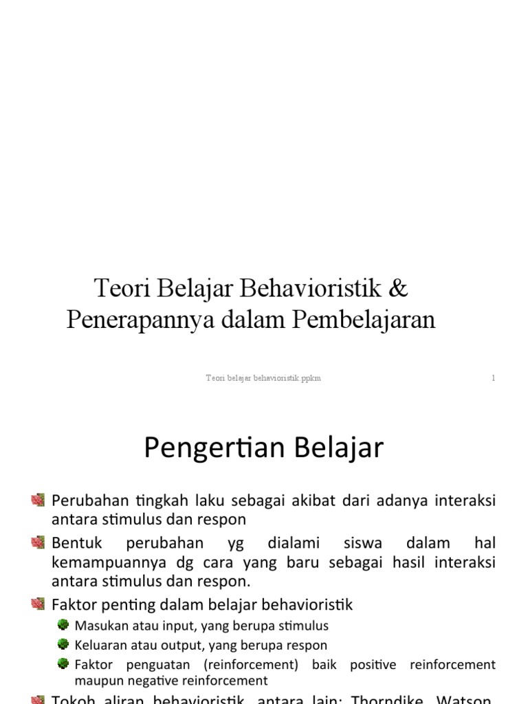 Teori Belajar Behavioristik Dan Aplikasinya Pdf Pengembangan Diri